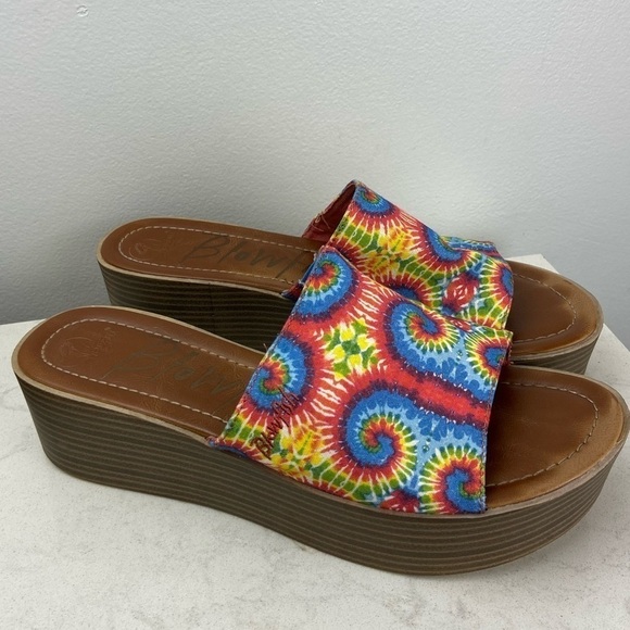 BLOWFISH MALIBU VEGAN TIE DYE PLATFORM SLIDE SANDALS - Picture 2 of 14